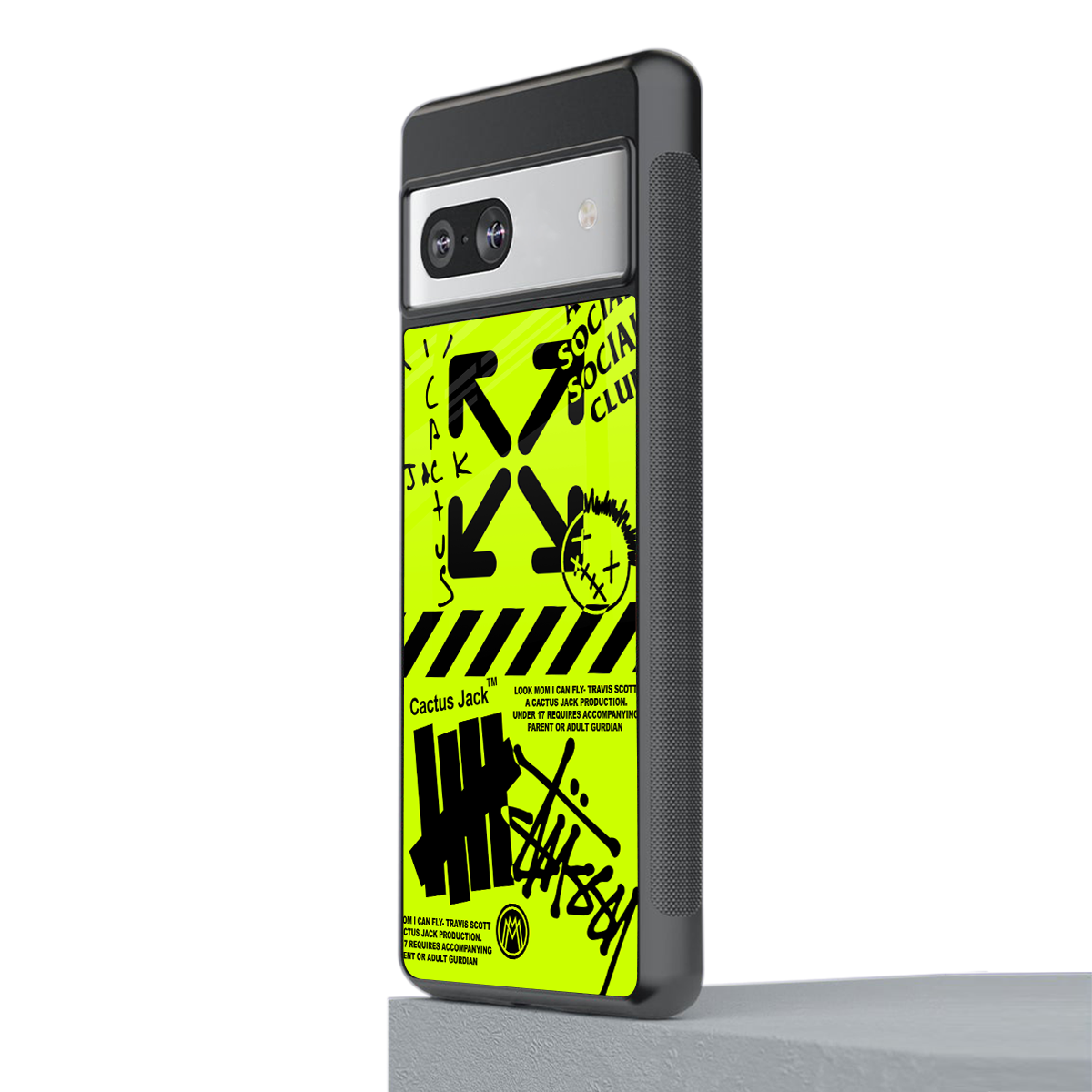 neon travis scott x anti social social club back phone cover | glass case for Google Pixel 7