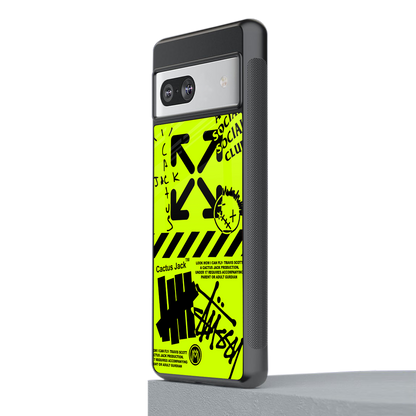 neon travis scott x anti social social club back phone cover | glass case for Google Pixel 7