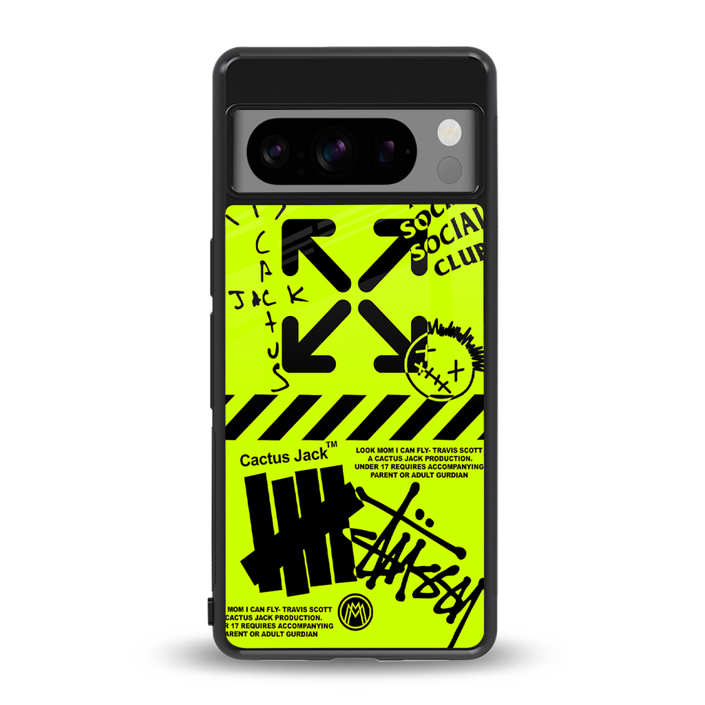 neon travis scott x anti social social club back phone cover | glass case for google pixel 8 pro