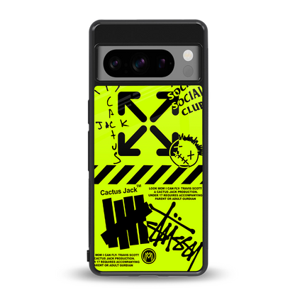 neon travis scott x anti social social club back phone cover | glass case for google pixel 8 pro