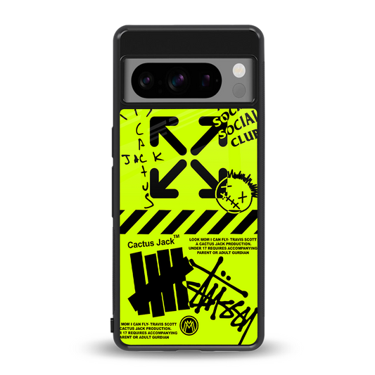 neon travis scott x anti social social club back phone cover | glass case for google pixel 8 pro