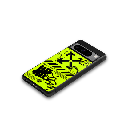 neon travis scott x anti social social club back phone cover | glass case for google pixel 8 pro