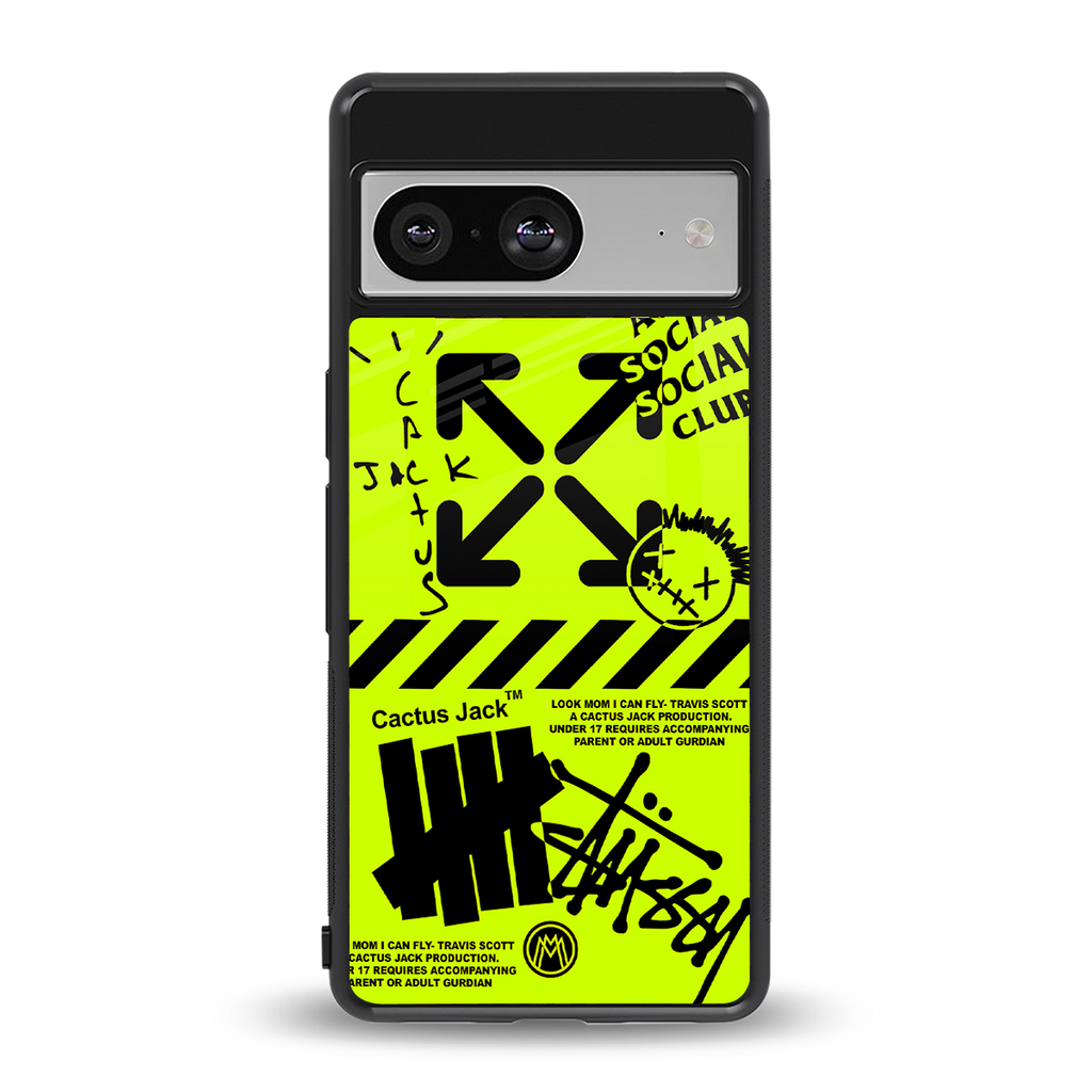neon travis scott x anti social social club back phone cover | glass case for Google Pixel 8