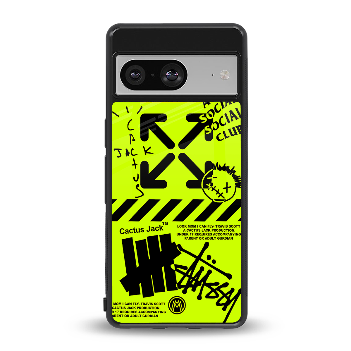 neon travis scott x anti social social club back phone cover | glass case for Google Pixel 8