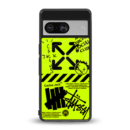 neon travis scott x anti social social club back phone cover | glass case for Google Pixel 8