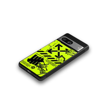 neon travis scott x anti social social club back phone cover | glass case for Google Pixel 8