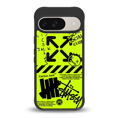 neon travis scott x anti social social club back phone cover | glass case for google pixel 9