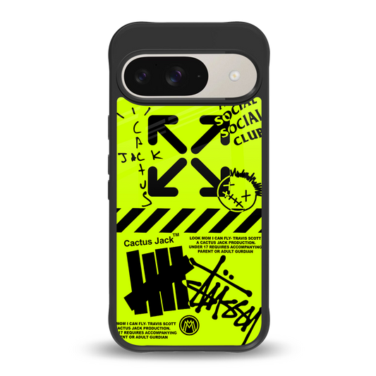 neon travis scott x anti social social club back phone cover | glass case for google pixel 9