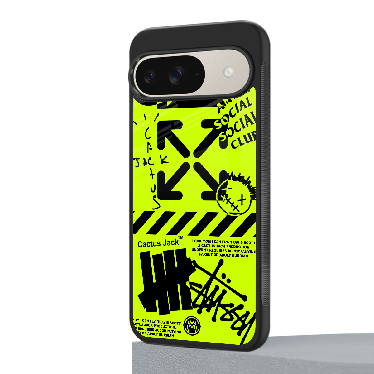 neon travis scott x anti social social club back phone cover | glass case for google pixel 9