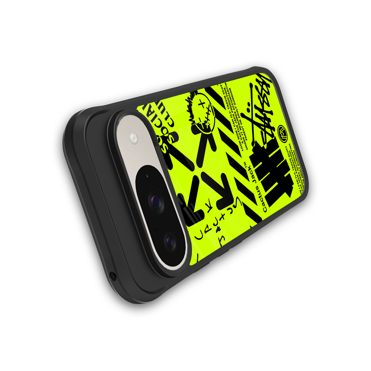 neon travis scott x anti social social club back phone cover | glass case for google pixel 9