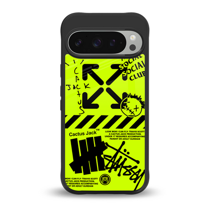 neon travis scott x anti social social club back phone cover | glass case for google pixel 9 pro