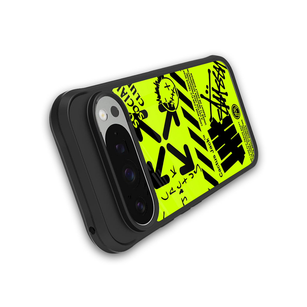 neon travis scott x anti social social club back phone cover | glass case for google pixel 9 pro xl
