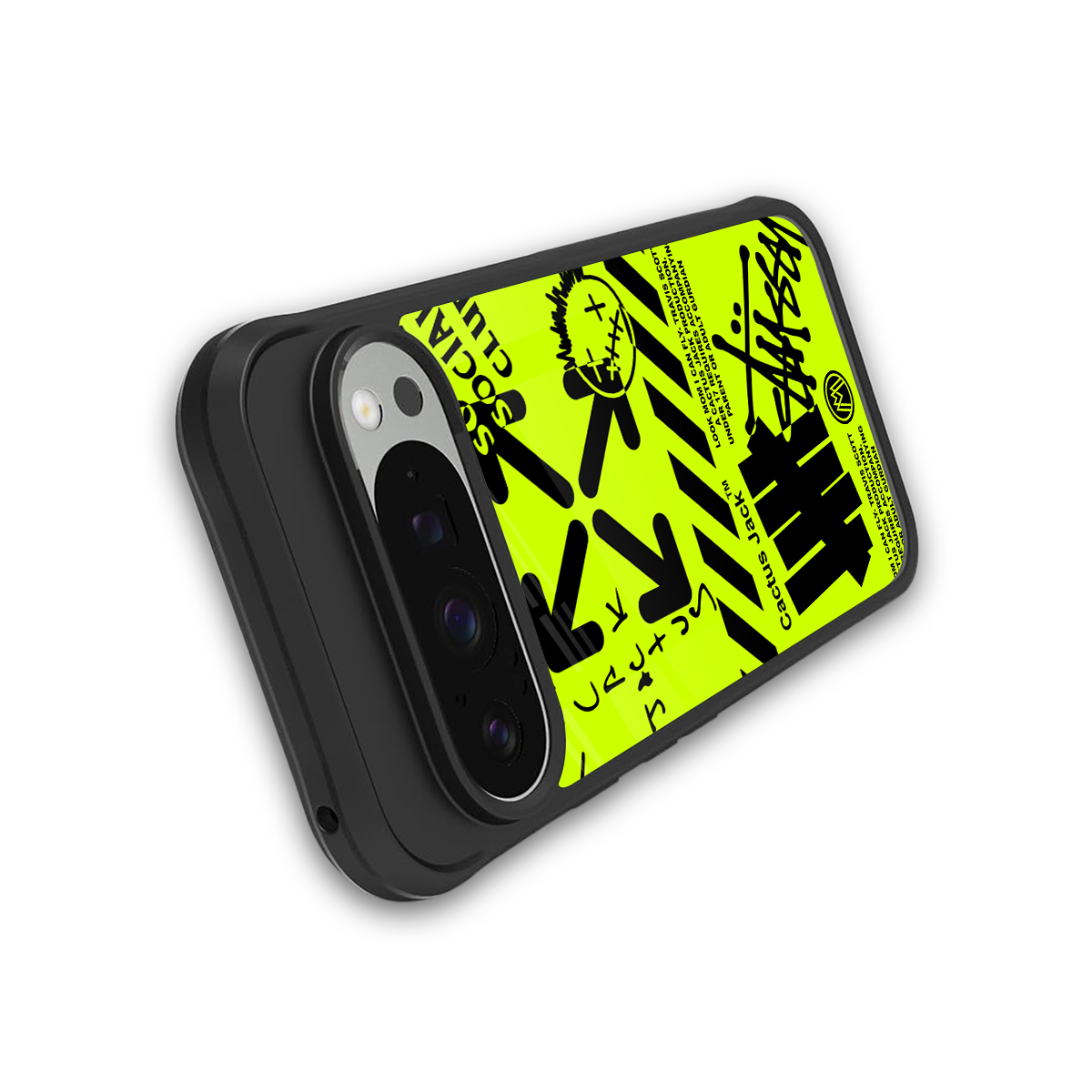 neon travis scott x anti social social club back phone cover | glass case for google pixel 9 pro xl