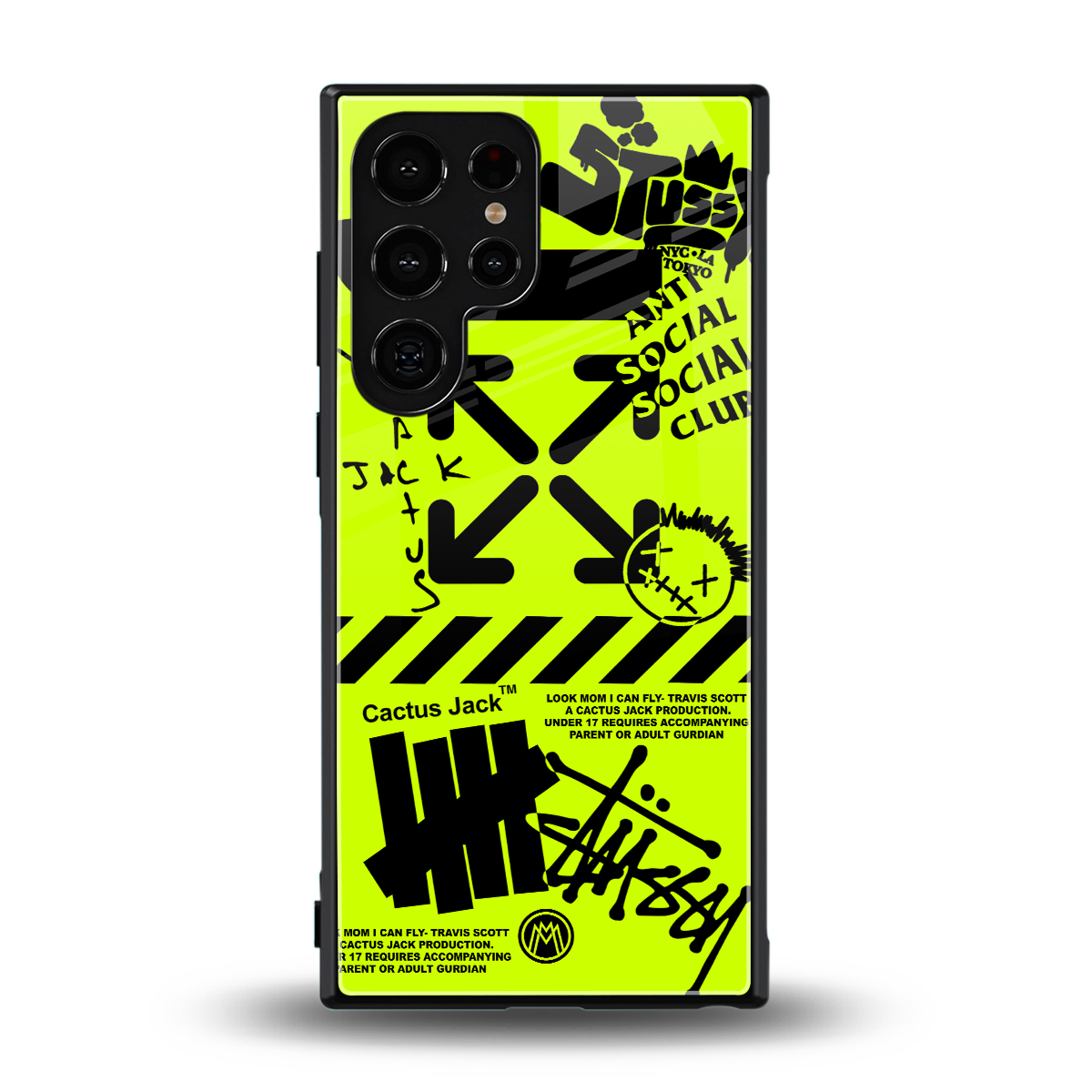 neon travis scott x anti social social club back phone cover | glass case for samsung galaxy s24 ultra
