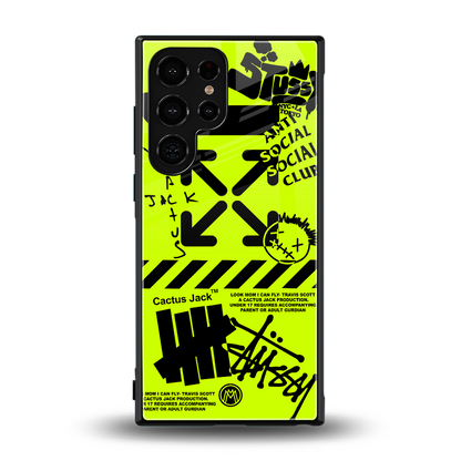 neon travis scott x anti social social club back phone cover | glass case for samsung galaxy s23 ultra