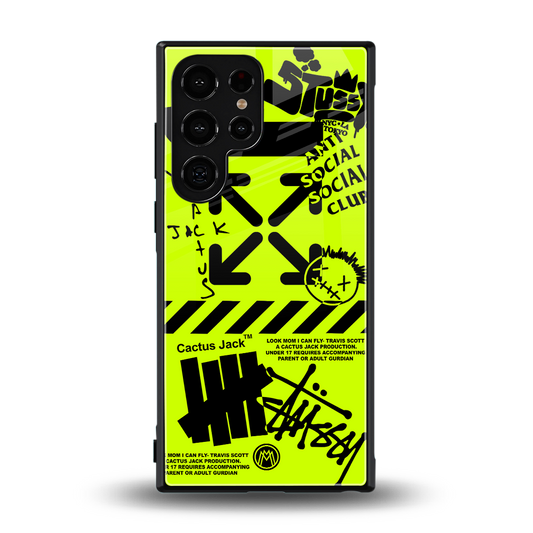 neon travis scott x anti social social club back phone cover | glass case for samsung galaxy s23 ultra