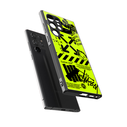 neon travis scott x anti social social club back phone cover | glass case for samsung galaxy s23 ultra