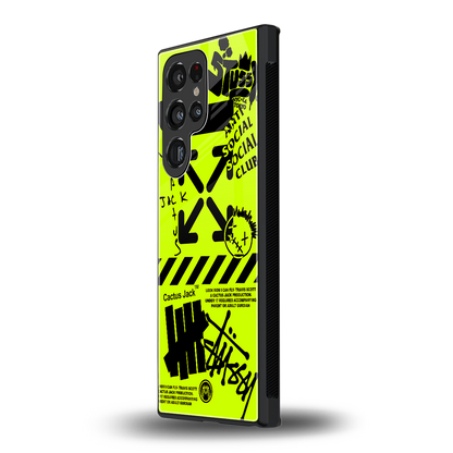 neon travis scott x anti social social club back phone cover | glass case for samsung galaxy s23 ultra