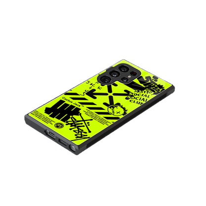neon travis scott x anti social social club back phone cover | glass case for samsung galaxy s23 ultra