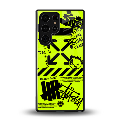 neon travis scott x anti social social club back phone cover | glass case for samsung galaxy s25 ultra