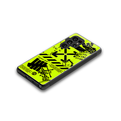 neon travis scott x anti social social club back phone cover | glass case for samsung galaxy s25 ultra