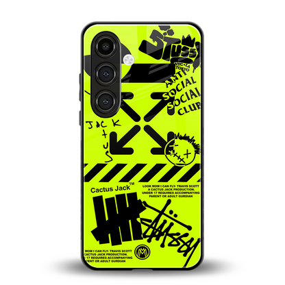 neon travis scott x anti social social club back phone cover | glass case for samsung galaxy s24 plus