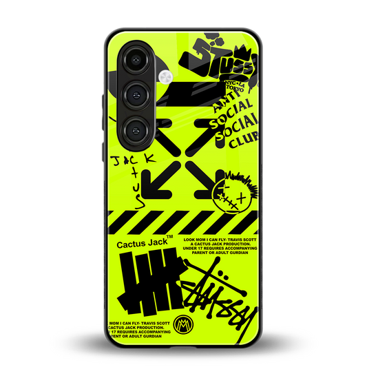neon travis scott x anti social social club back phone cover | glass case for samsung galaxy s24 plus