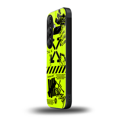 neon travis scott x anti social social club back phone cover | glass case for samsung galaxy s23 plus