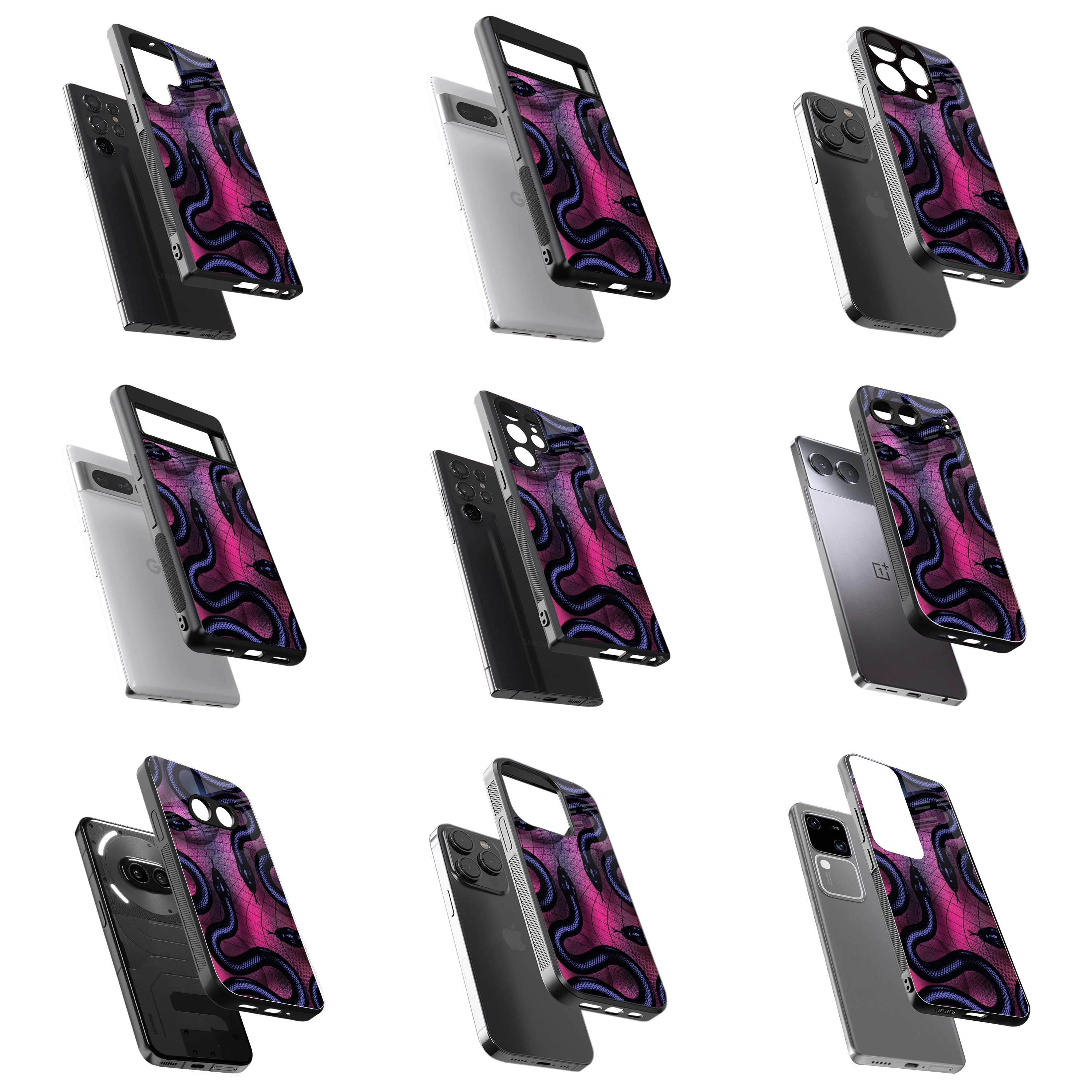Durable Glass Back Mobile Case for iPhone, Samsung, OnePlus, Google Pixel, Redmi, Vivo, Oppo