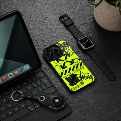 neon travis scott x anti social social club back phone cover | glass case for iphone 16 pro