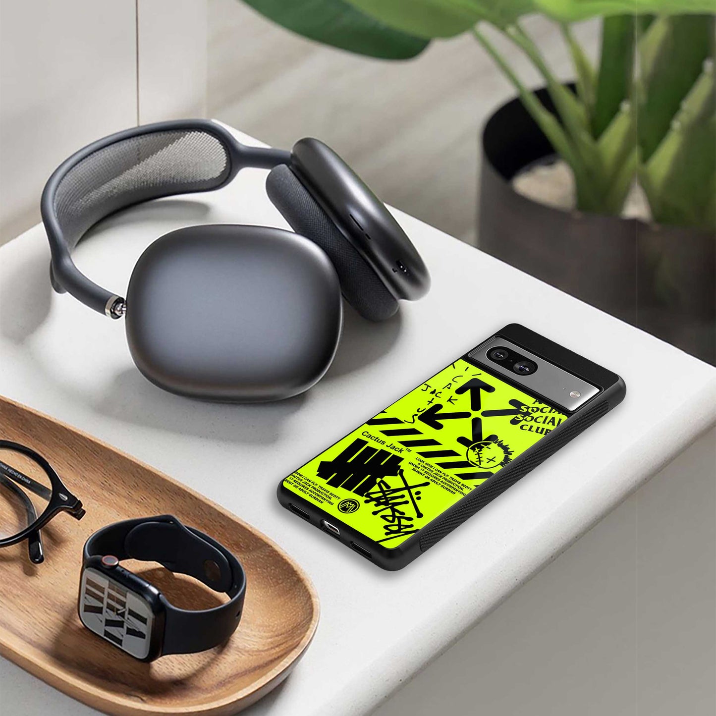 neon travis scott x anti social social club back phone cover | glass case for iphone 14 pro max