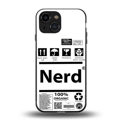 nerd white label back phone cover | glass case for iphone 13 mini