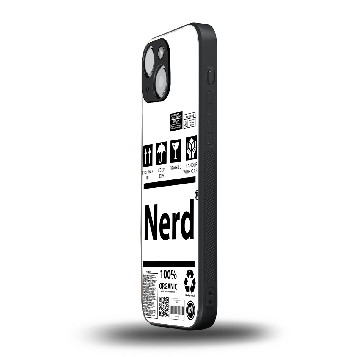 nerd white label back phone cover | glass case for iphone 13 mini