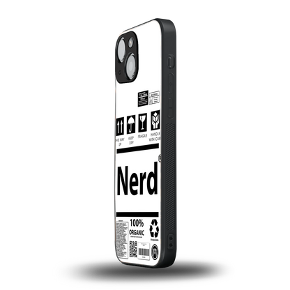 nerd white label back phone cover | glass case for iphone 13 mini