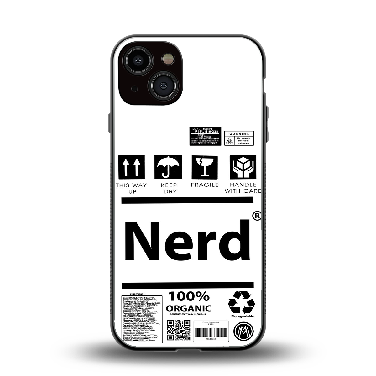 nerd white label back phone cover | glass case for iphone 13