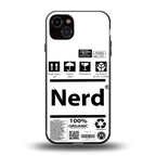 nerd white label back phone cover | glass case for iphone 15 plus