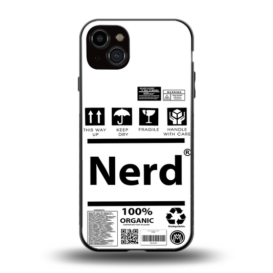 nerd white label back phone cover | glass case for iphone 14 plus