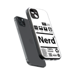 nerd white label back phone cover | glass case for iphone 14 plus