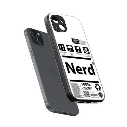 nerd white label back phone cover | glass case for iphone 14 plus