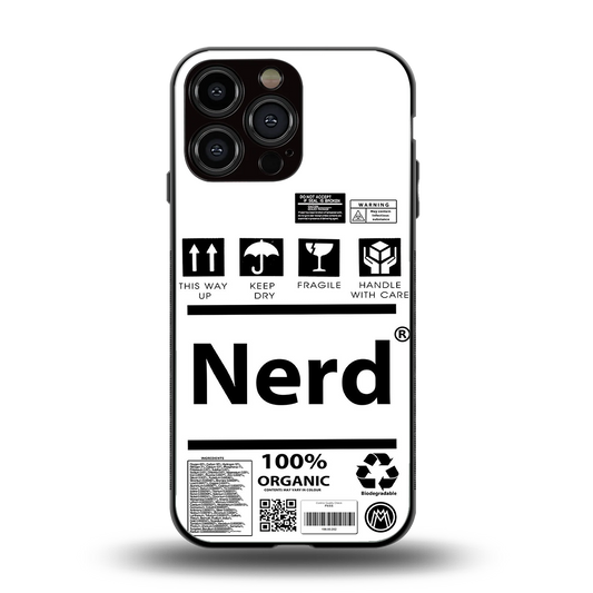 nerd white label back phone cover | glass case for iphone 14 pro max