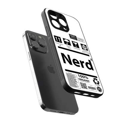 nerd white label back phone cover | glass case for iphone 15 pro max