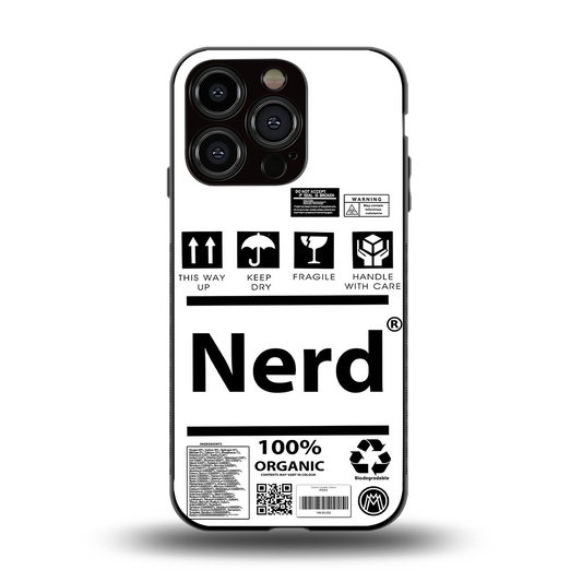 nerd white label back phone cover | glass case for iphone 15 pro