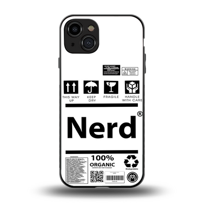 nerd white label back phone cover | glass case for iphone 15
