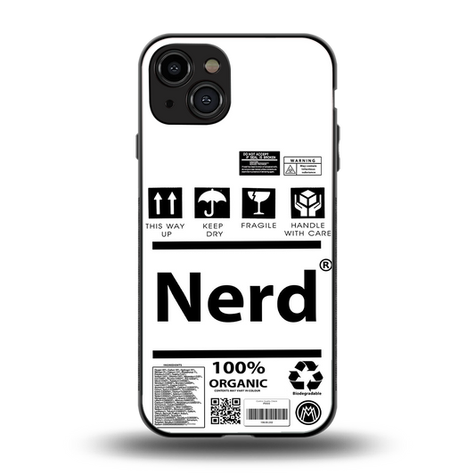 nerd white label back phone cover | glass case for iphone 15