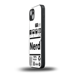 nerd white label back phone cover | glass case for iphone 15