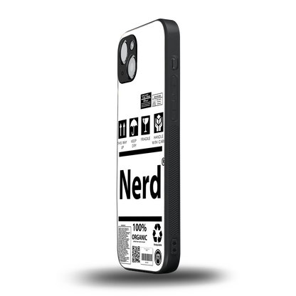 nerd white label back phone cover | glass case for iphone 15