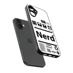 nerd white label back phone cover | glass case for iphone 16 plus