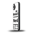 nerd white label back phone cover | glass case for iphone 16 plus