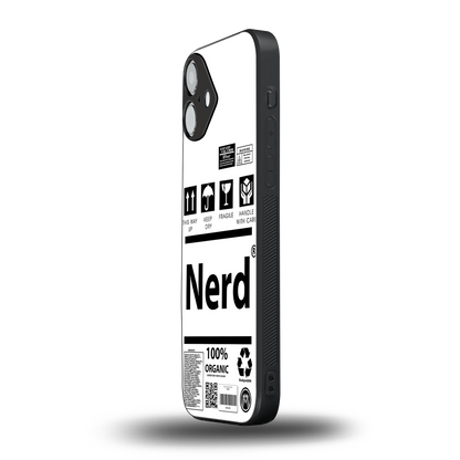 nerd white label back phone cover | glass case for iphone 16 plus