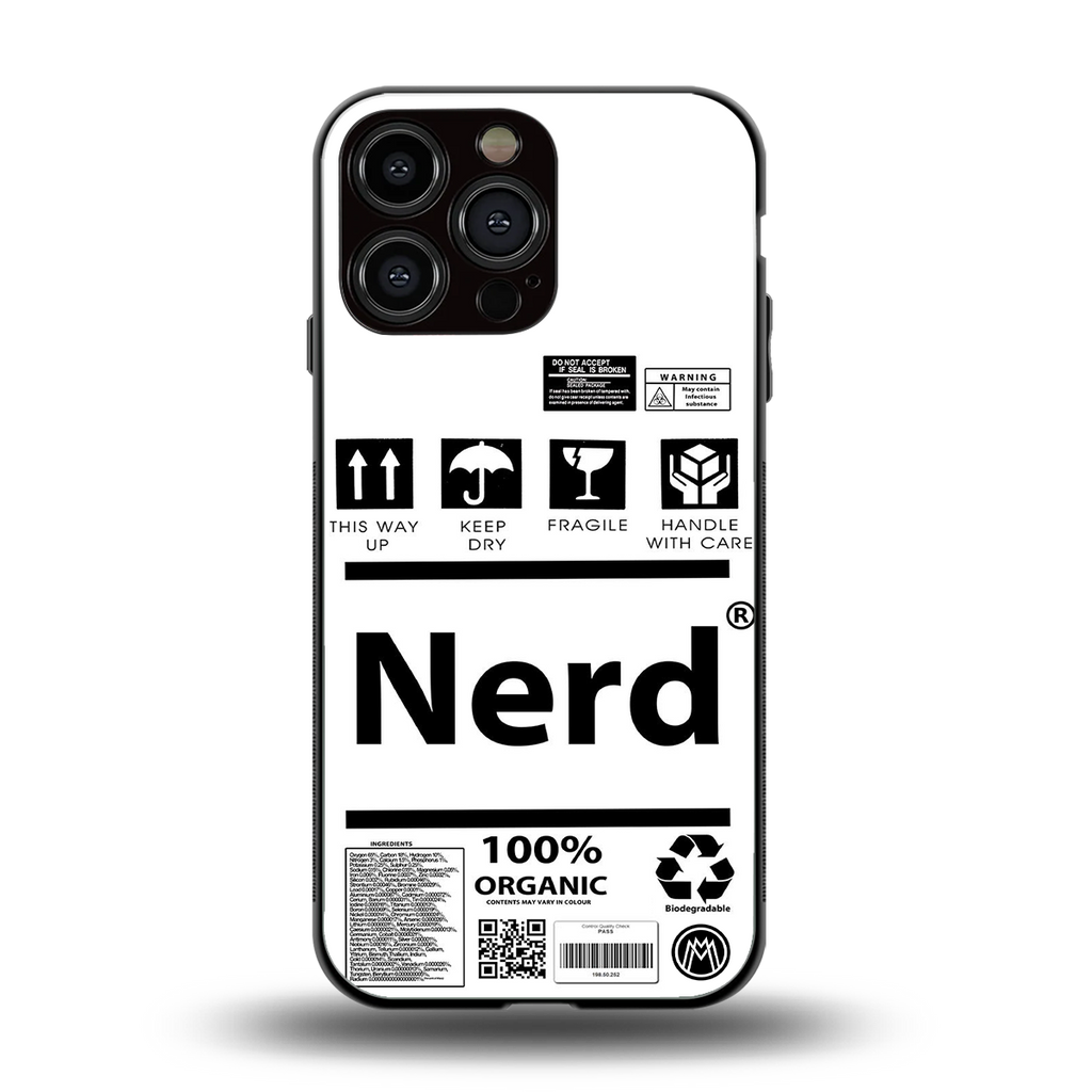 nerd white label back phone cover | glass case for iphone 16 pro max